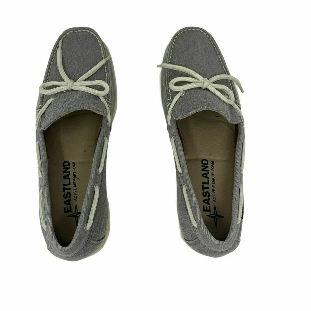 Eastland Yarmouth Gray Canvas Men's Boat Shoes 10.5 D